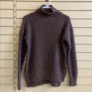 brown mock neck sweater